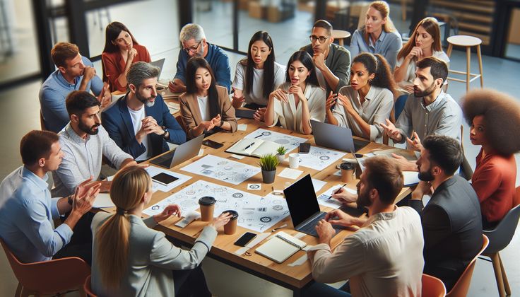 Entrepreneurs engaged in a discussion during a workshop